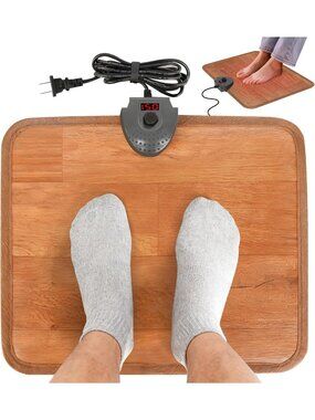 Wider Heated Floor Mat for Desk - Adjustable Electric Foot Warmer & Heating Pad